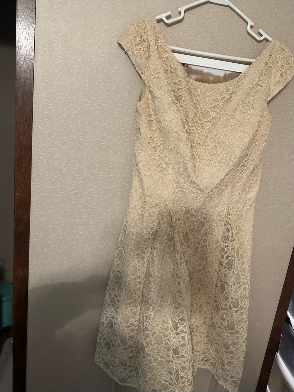 Mori Lee Cream Lace A-Line Mini Dress